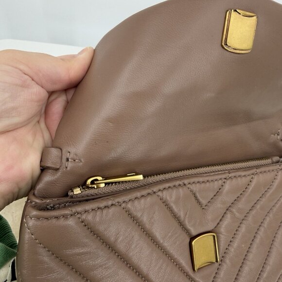 Quince Italian Leather Quilted Wallet Crossbody Bag Drk Taupe Converts to Clutch - Picture 8 of 14